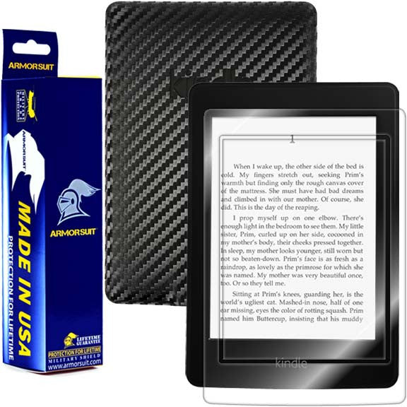 Amazon Kindle Paperwhite Screen Protector + Black Carbon Fiber skin Protector