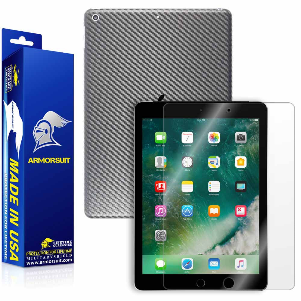 Apple iPad 9.7" (2018) WiFi ONLY Screen Protector + Carbon Fiber Skin