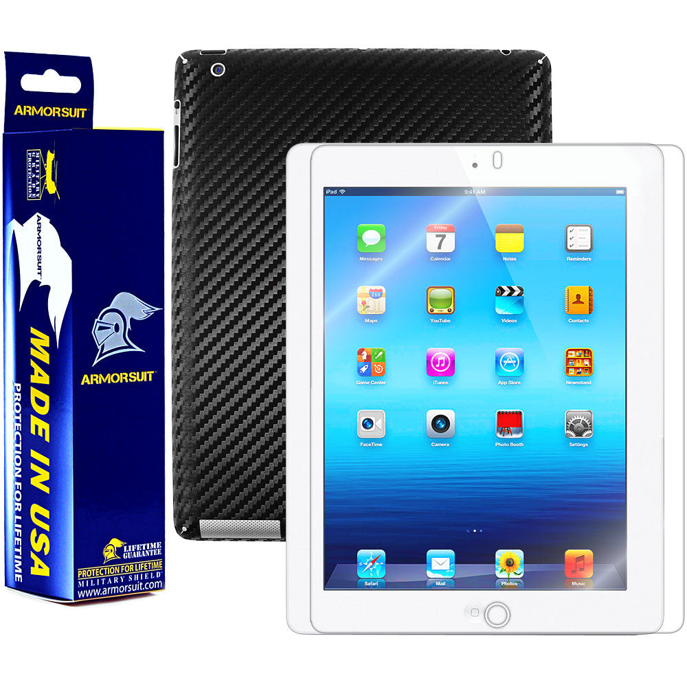 Apple iPad 3 Screen Protector + Carbon Fiber Film Protector (3rd Gen)