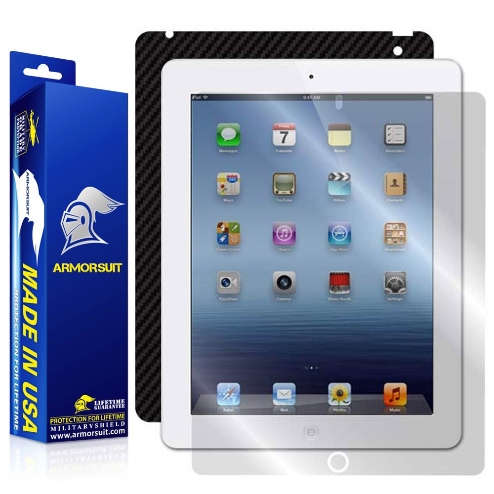 Apple iPad 3 Screen Protector + Carbon Fiber Skin Protector (Verizon 4G) - 3rd Gen