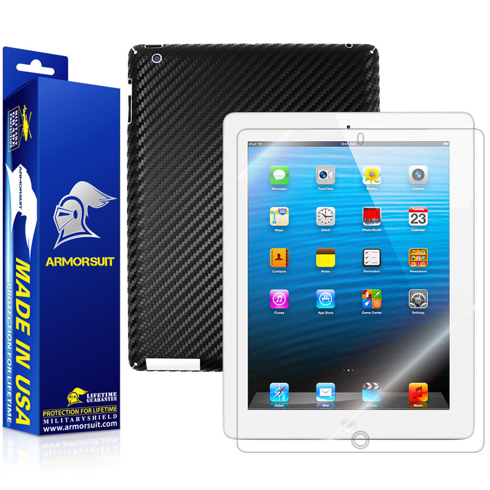 Apple iPad 4 Screen Protector + Carbon Fiber Film Protector