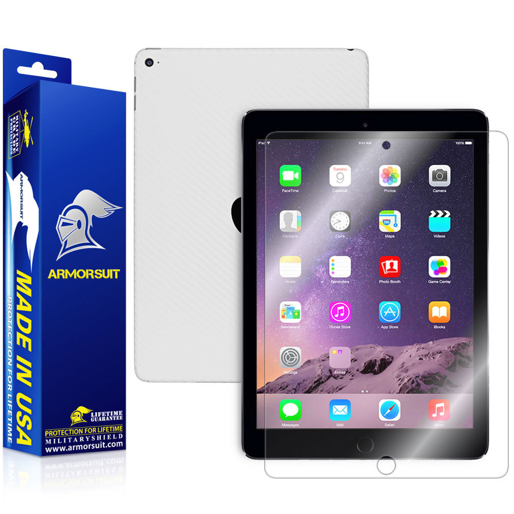 Apple iPad Air 2 (WiFi + 4G LTE) Screen Protector + Carbon Fiber Skin