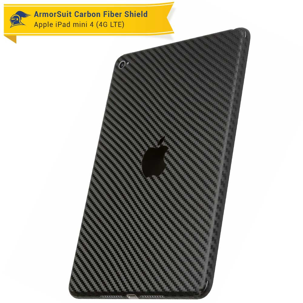Apple iPad Mini 4 (WiFi +4G LTE) Screen Protector + Carbon Fiber Skin