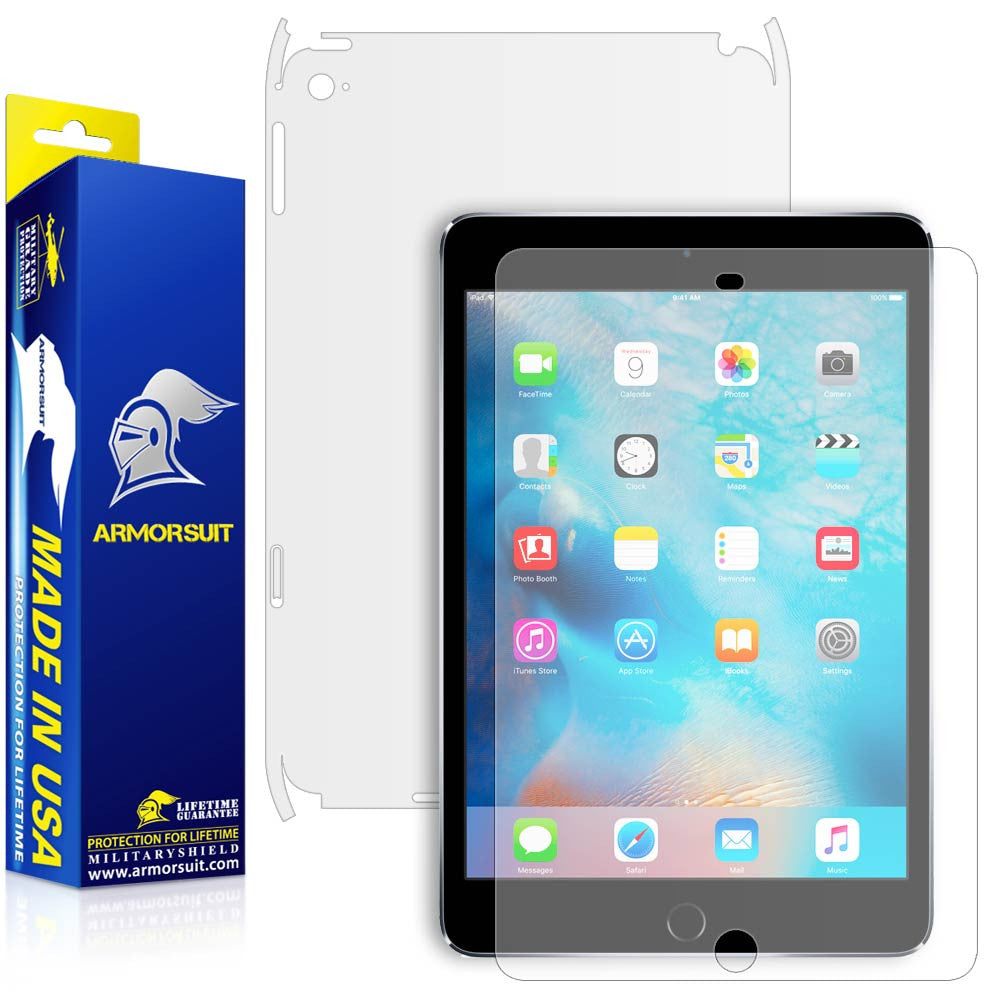 Apple iPad Mini 4 (Wifi + 4G LTE ) Matte (Anti-Glare) Screen Protector + Matte Full Body Skin Protector