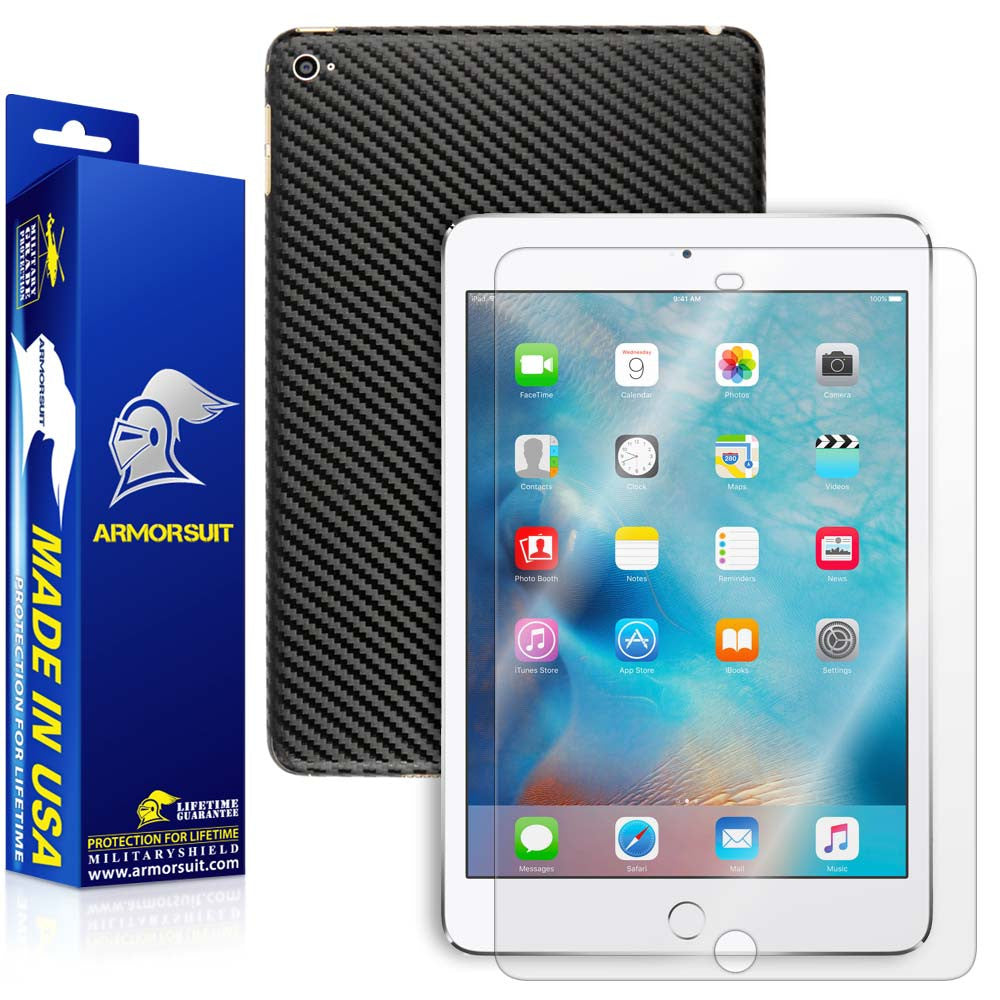 Apple iPad Mini 4 Screen Protector + Carbon Fiber Skin