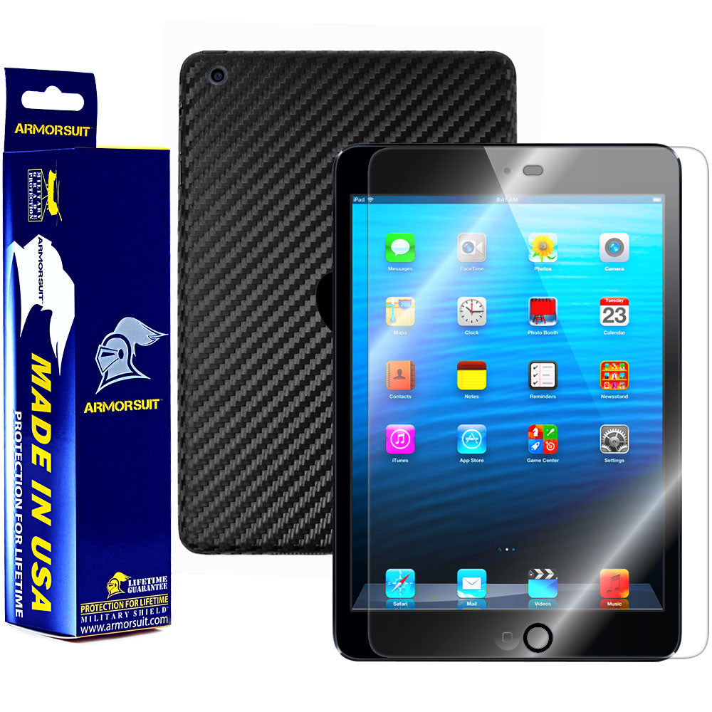 Apple iPad Mini Screen Protector + Black Carbon Fiber Film Protector