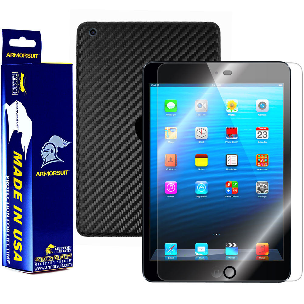 Apple iPad Mini (Wifi + 4G LTE) Screen Protector + Carbon Fiber Film Protector