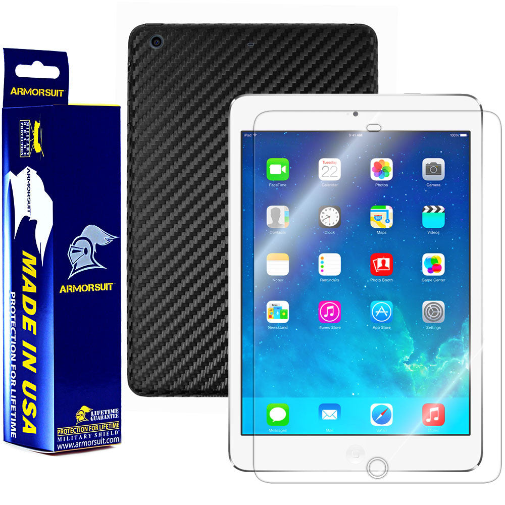 Apple iPad Mini 2 w/ Retina Display Screen Protector + Carbon Fiber Film Protector