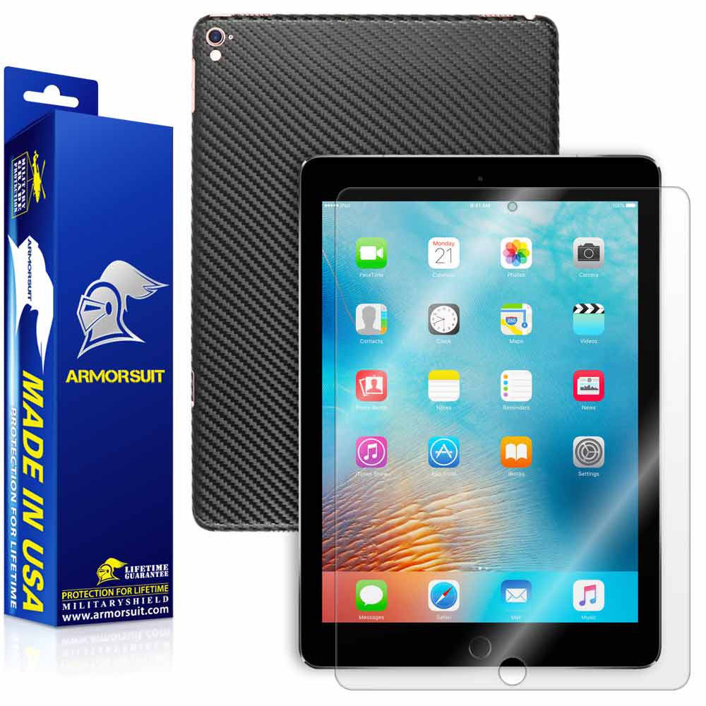 Apple iPad Pro 9.7" (WiFi + 4G LTE) Screen Protector +Carbon Fiber Skin