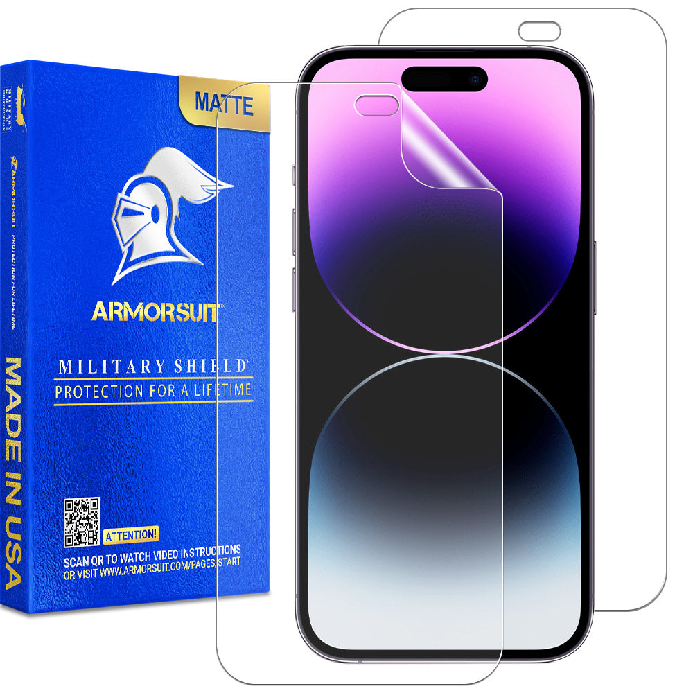 ArmorSuit MilitaryShield [2 Pack] iPhone 14 Pro (6.1) Case-Friendly Matte Screen Protector USA