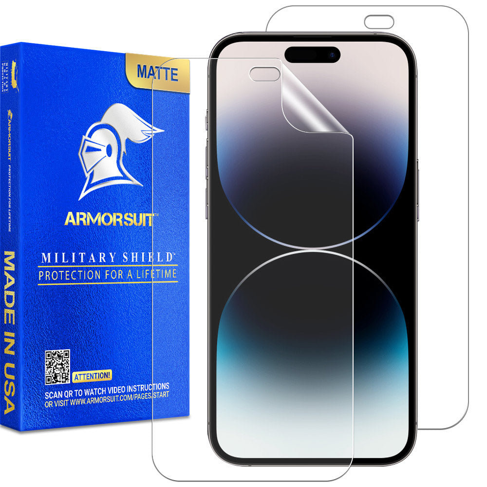 ArmorSuit MilitaryShield [2 Pack] iPhone 14 Pro Max (6.7)  Case-Friendly Matte Screen Protector USA