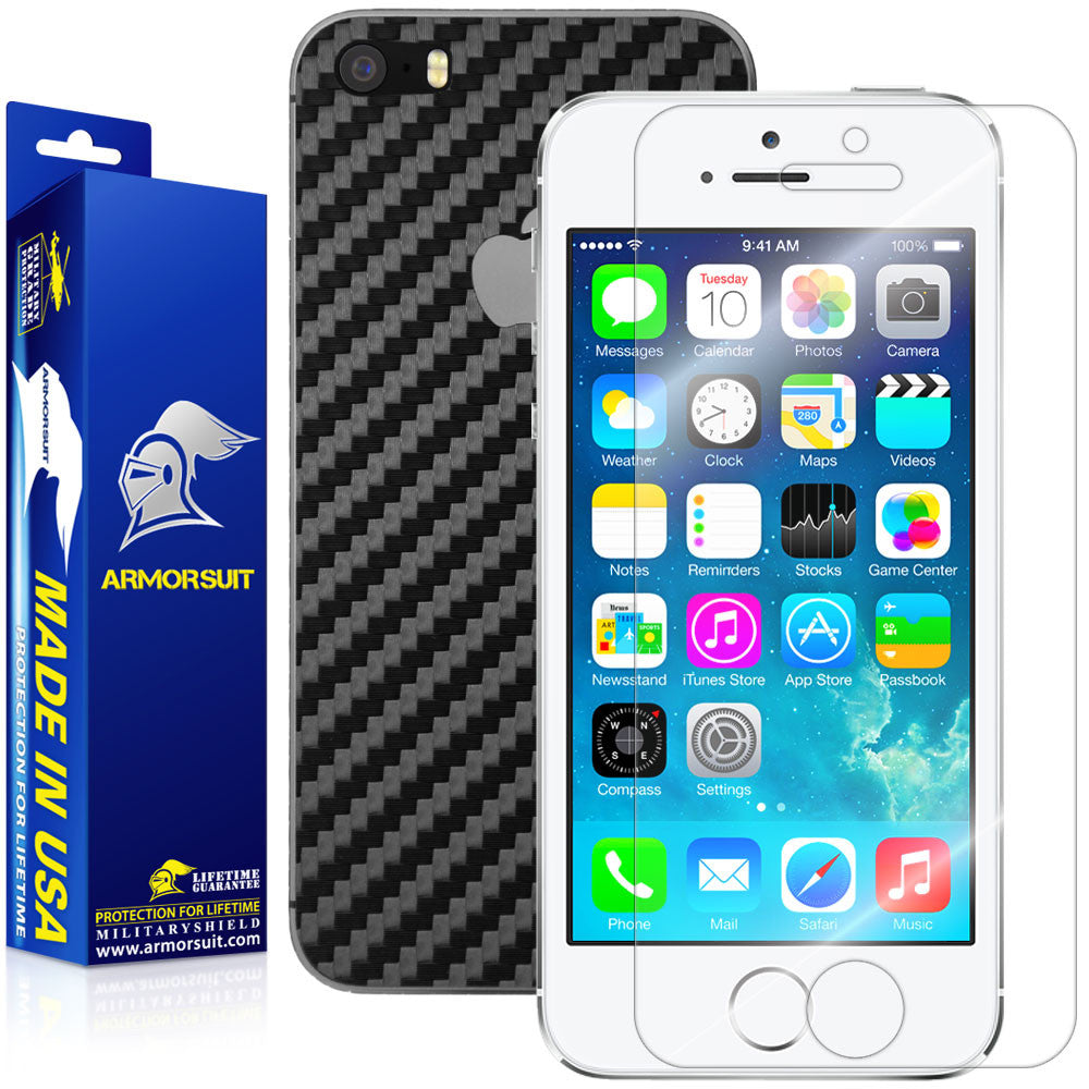 Apple iPhone 5/ 5S Screen Protector + Carbon Fiber Film Protector