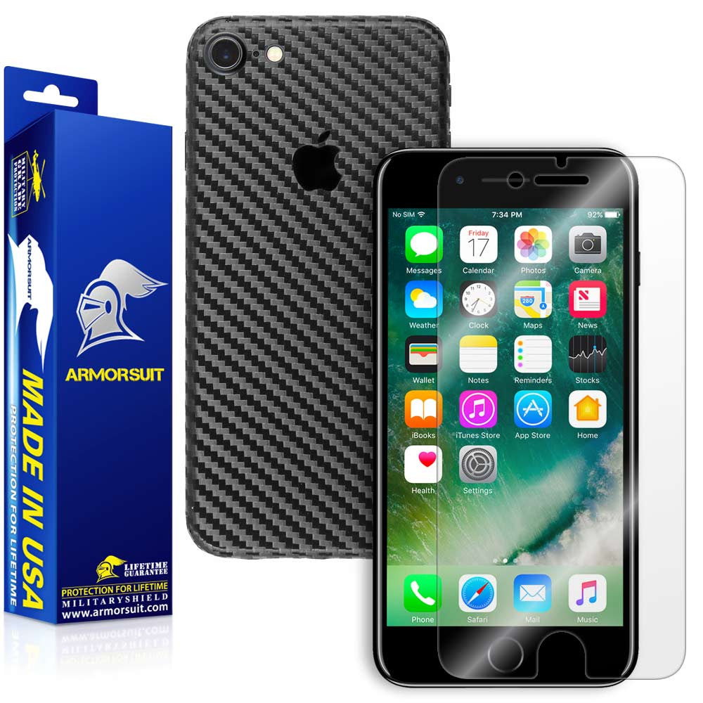 Apple iPhone 7 Screen Protector + Carbon Fiber Skin