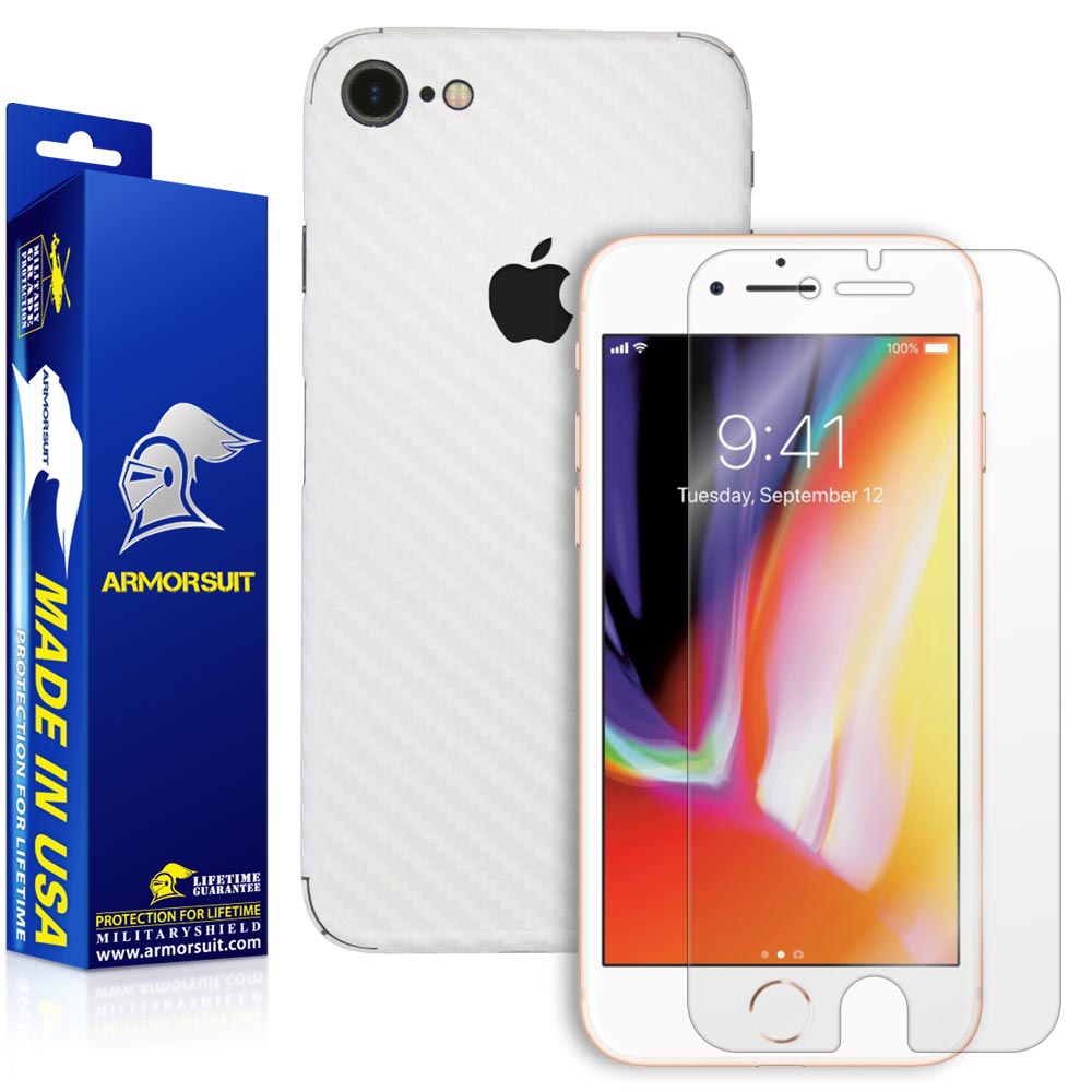 Apple iPhone 8  / SE 2020 / SE 2022 Screen Protector + White Carbon Fiber
