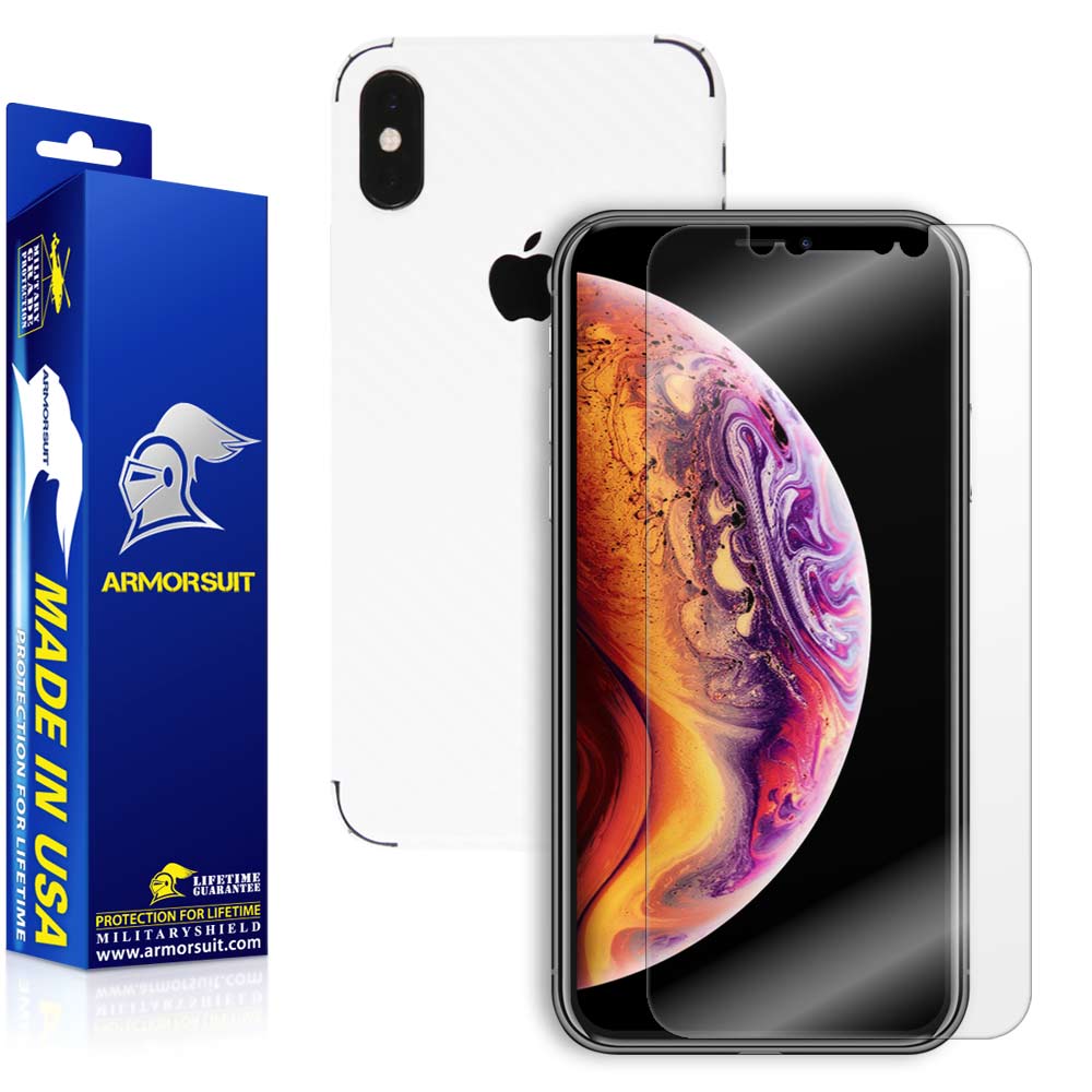 Apple iPhone Xs Screen Protector + Black Carbon Fiber