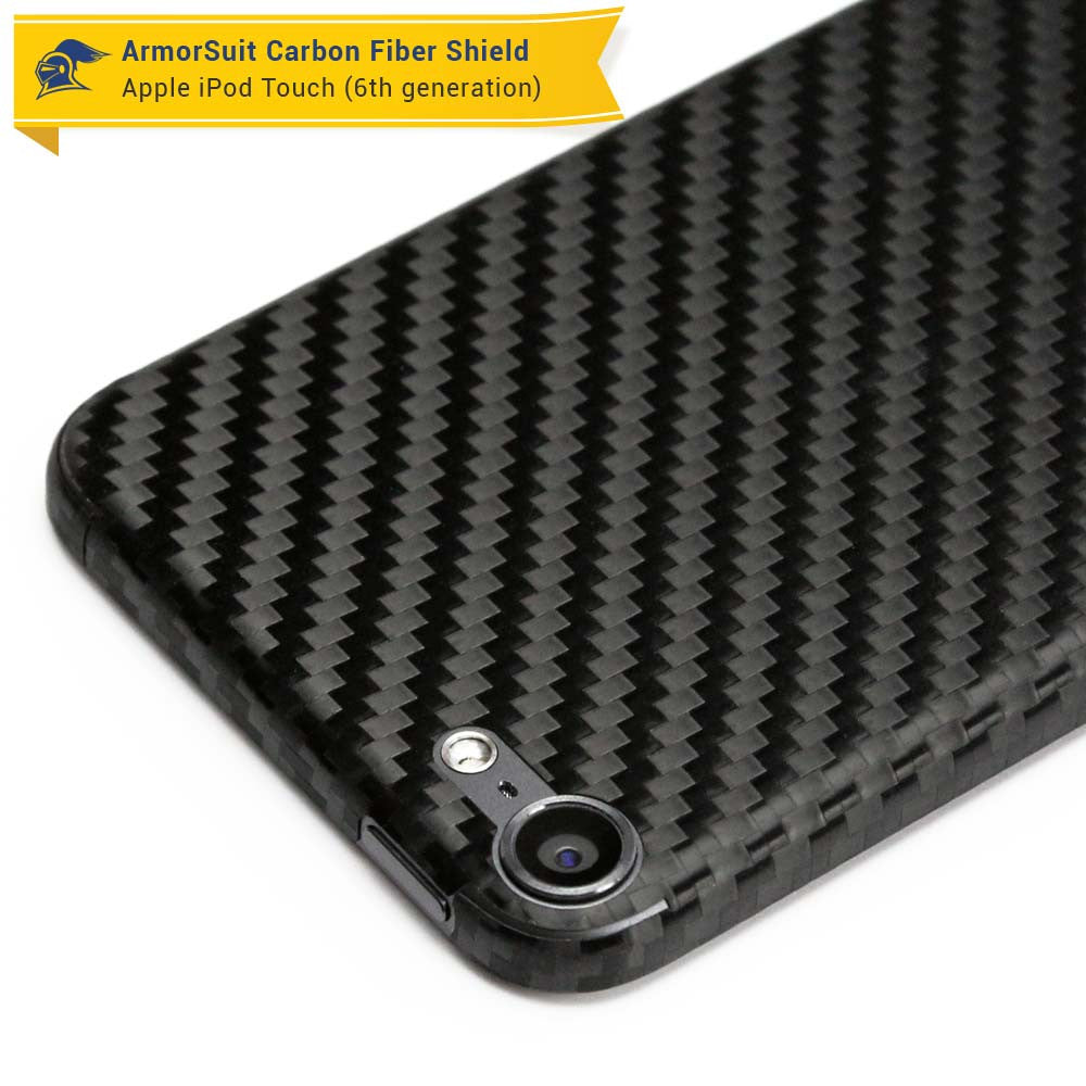 Apple iPod Touch 6G Screen Protector + Black Carbon Fiber Skin