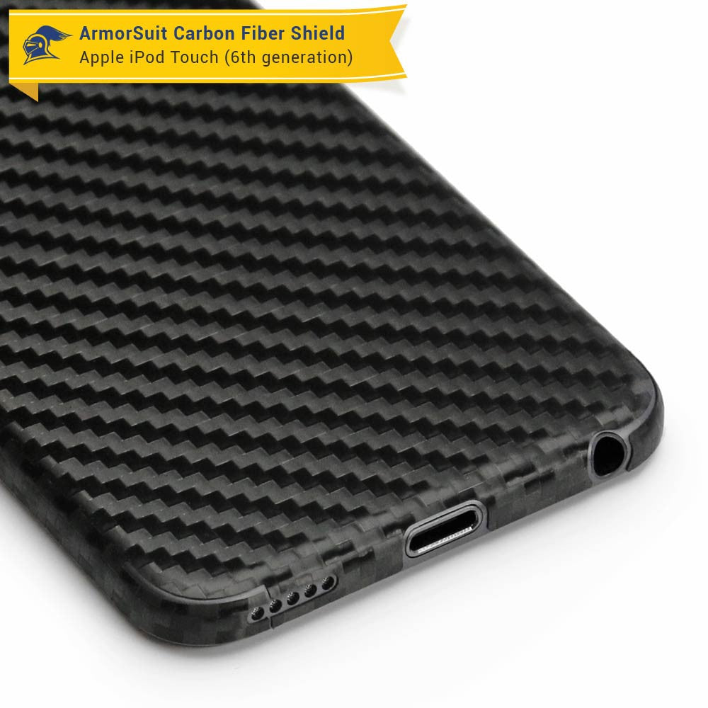 Apple iPod Touch 6G Screen Protector + Black Carbon Fiber Skin