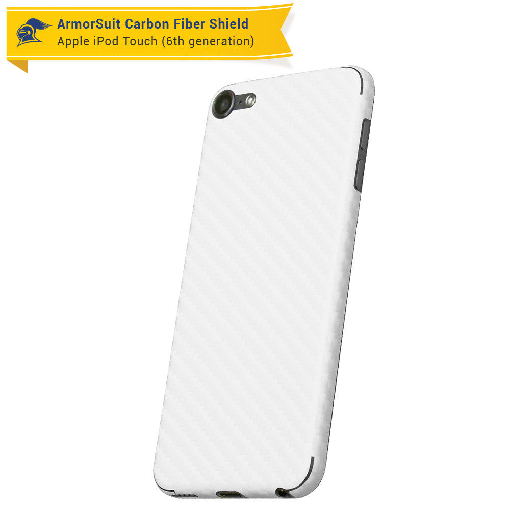 Apple iPod Touch 6G Screen Protector + White Carbon Fiber Skin