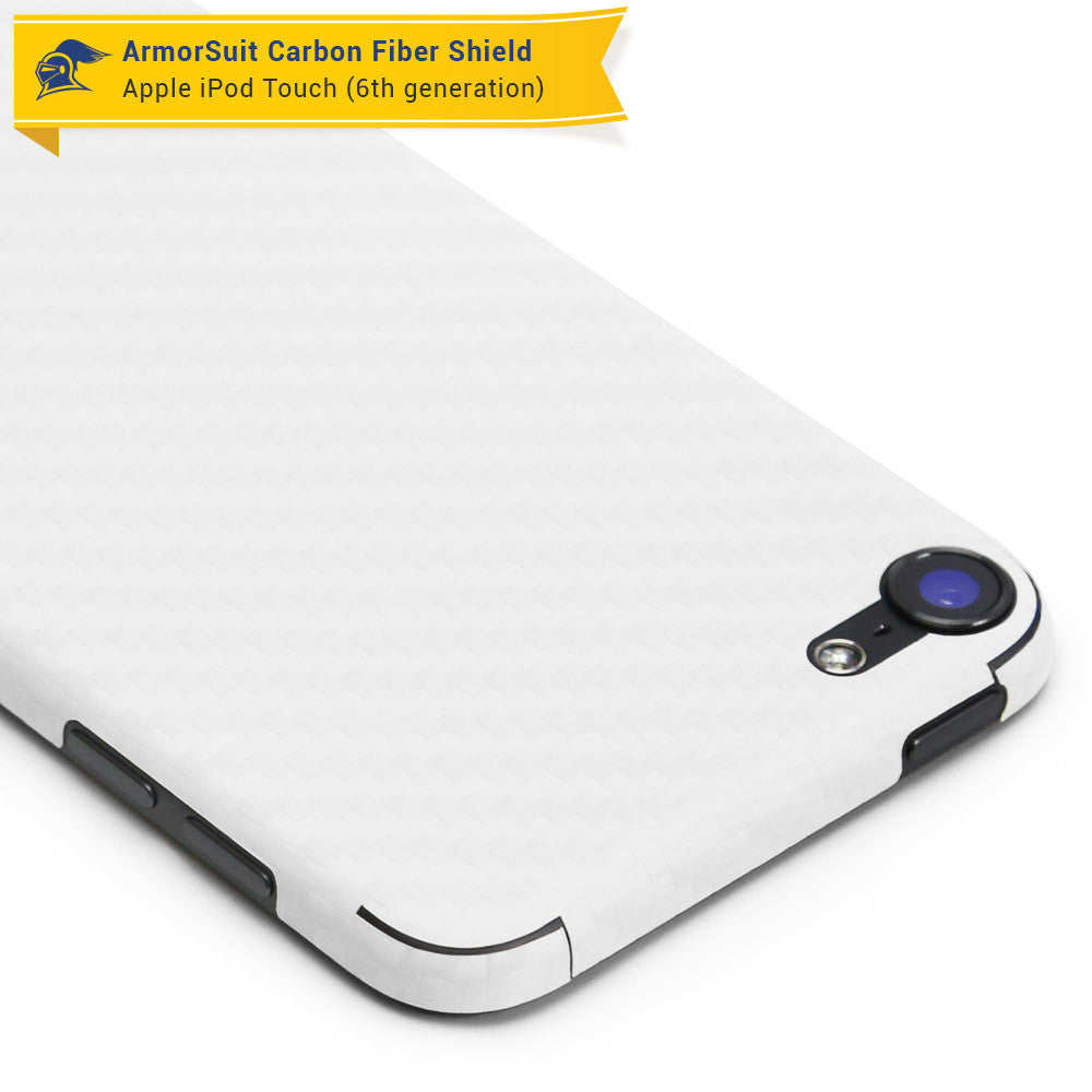 Apple iPod Touch 6G Screen Protector + White Carbon Fiber Skin