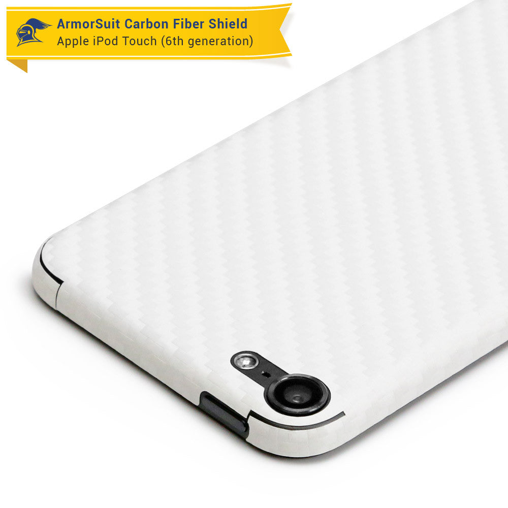 Apple iPod Touch 6G Screen Protector + White Carbon Fiber Skin