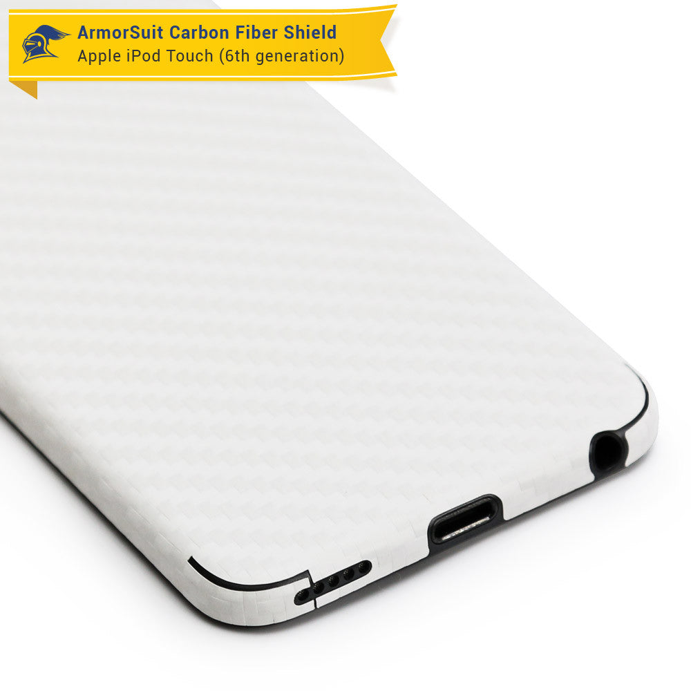 Apple iPod Touch 6G Screen Protector + White Carbon Fiber Skin