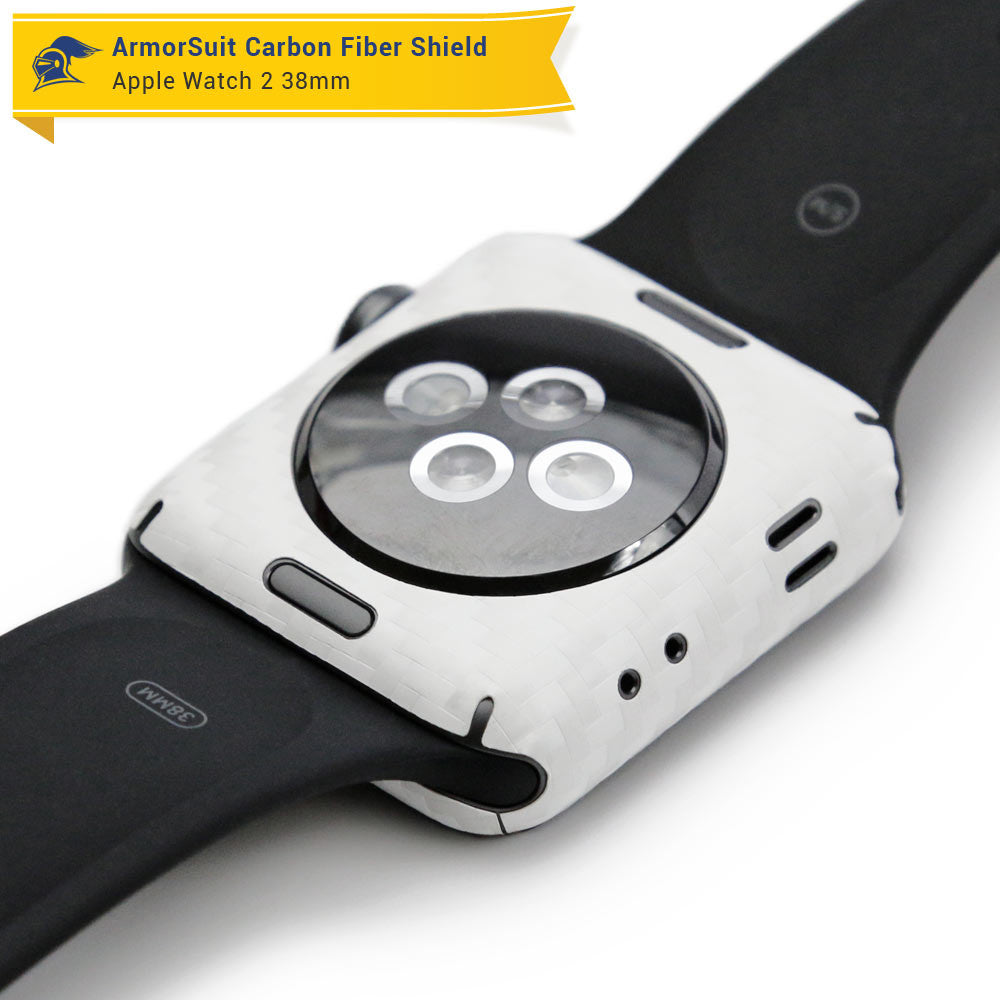 Apple Watch 38mm (Series 2) Screen Protector + White Carbon Fiber Skin