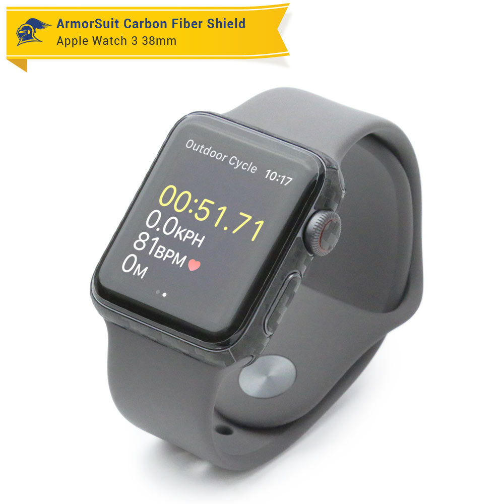 Apple Watch 38mm (Series 3) Screen Protector + Black Carbon Fiber Skin Protector