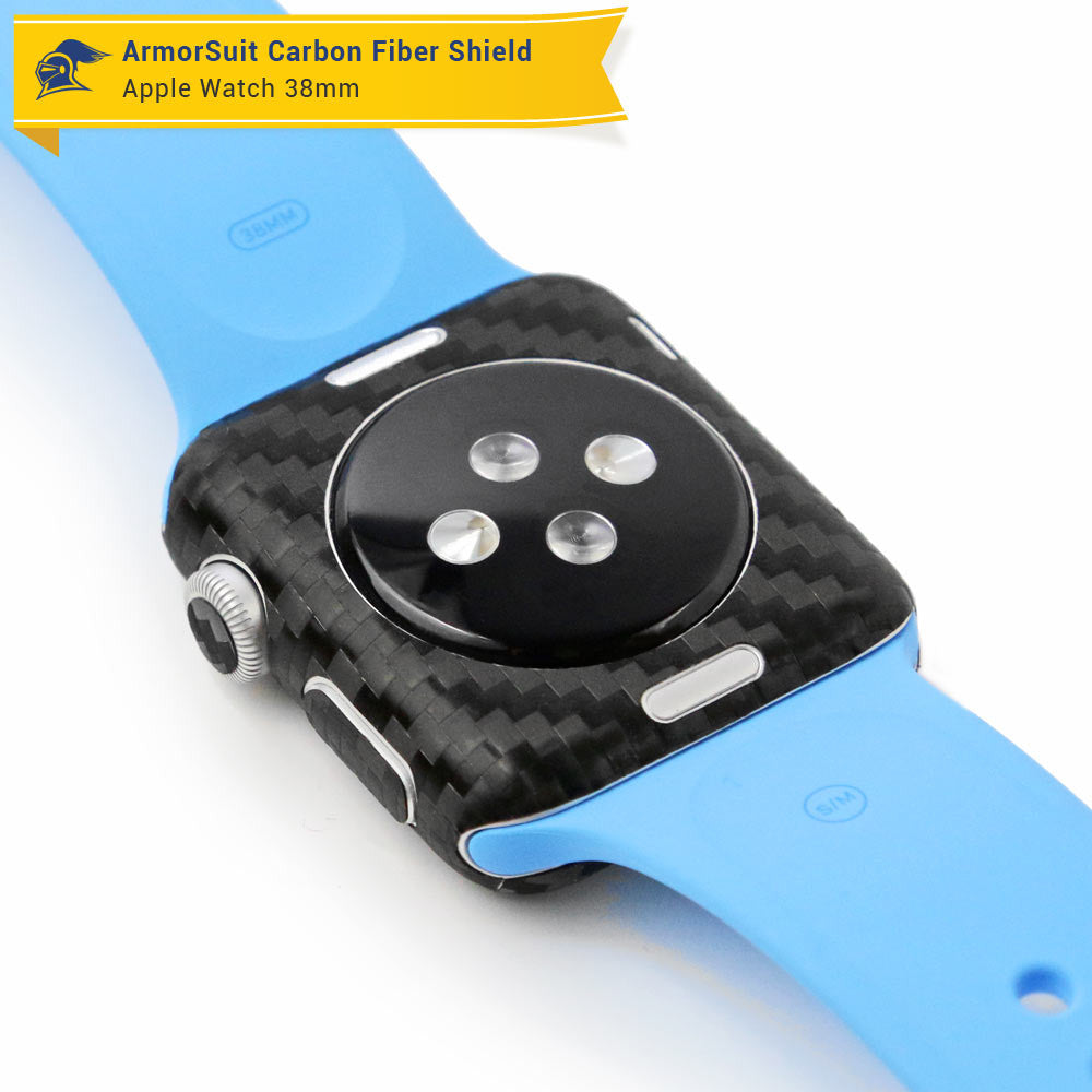 Apple Watch 38mm (Series 1) Screen Protector + Black Carbon Fiber Skin Protector