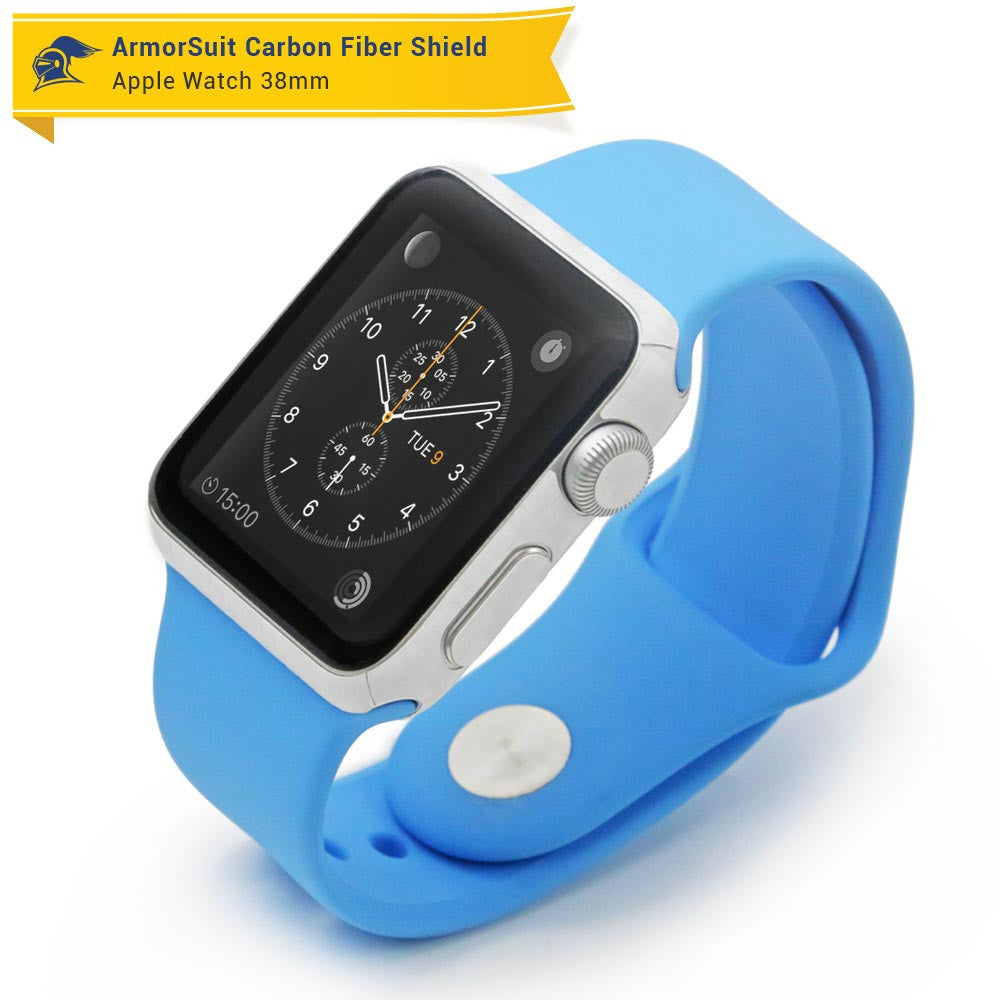 Apple Watch 38mm (Series 1) Screen Protector + White Carbon Fiber Skin Protector