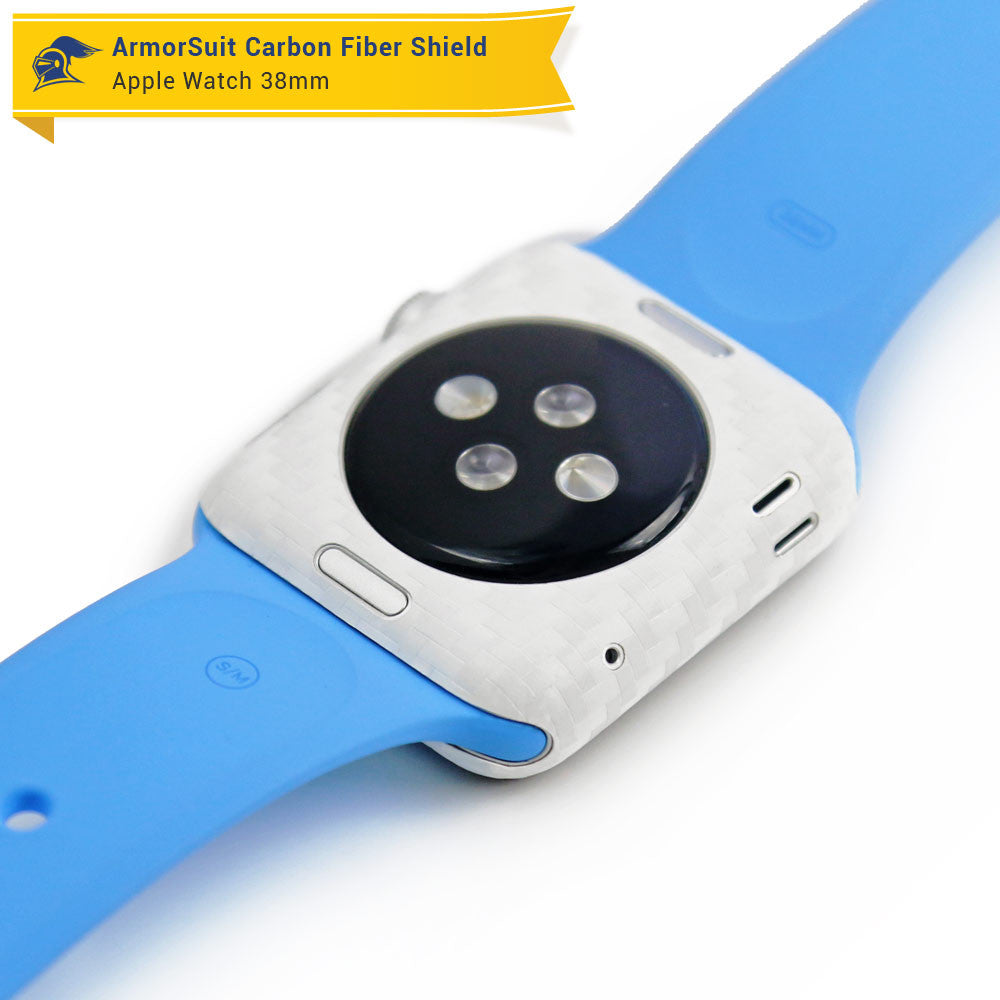 Apple Watch 38mm (Series 1) Screen Protector + White Carbon Fiber Skin Protector