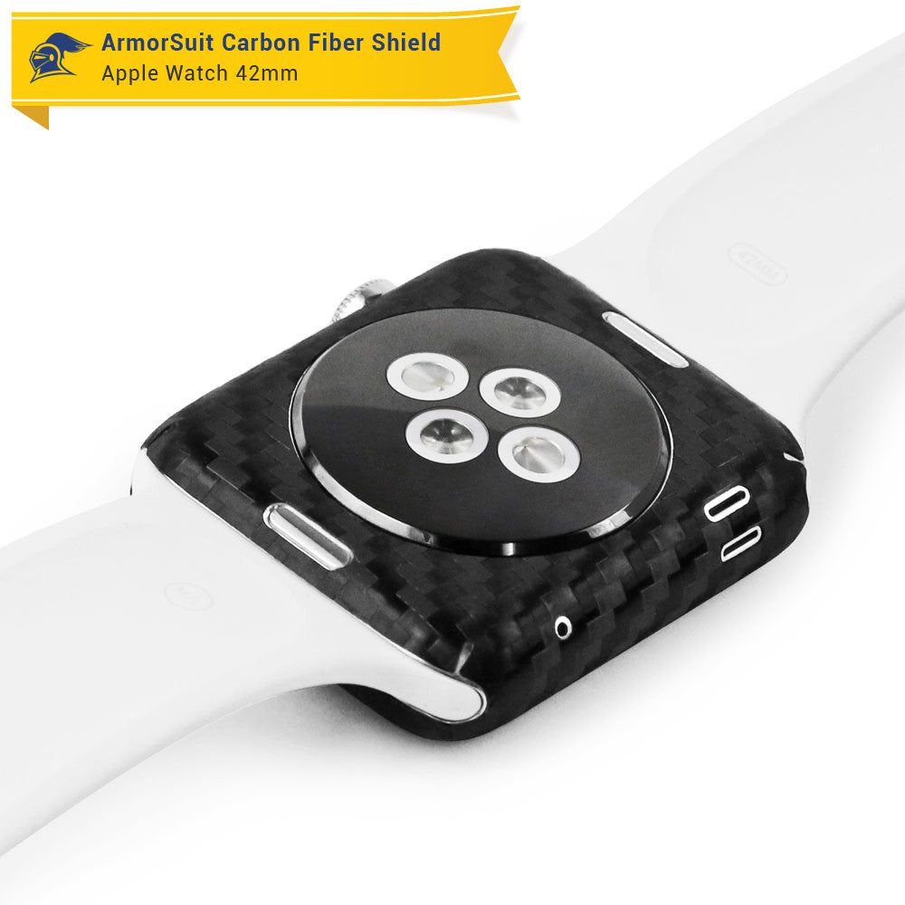 Apple Watch 42mm (Series 1) Screen Protector + Black Carbon Fiber Skin Protector