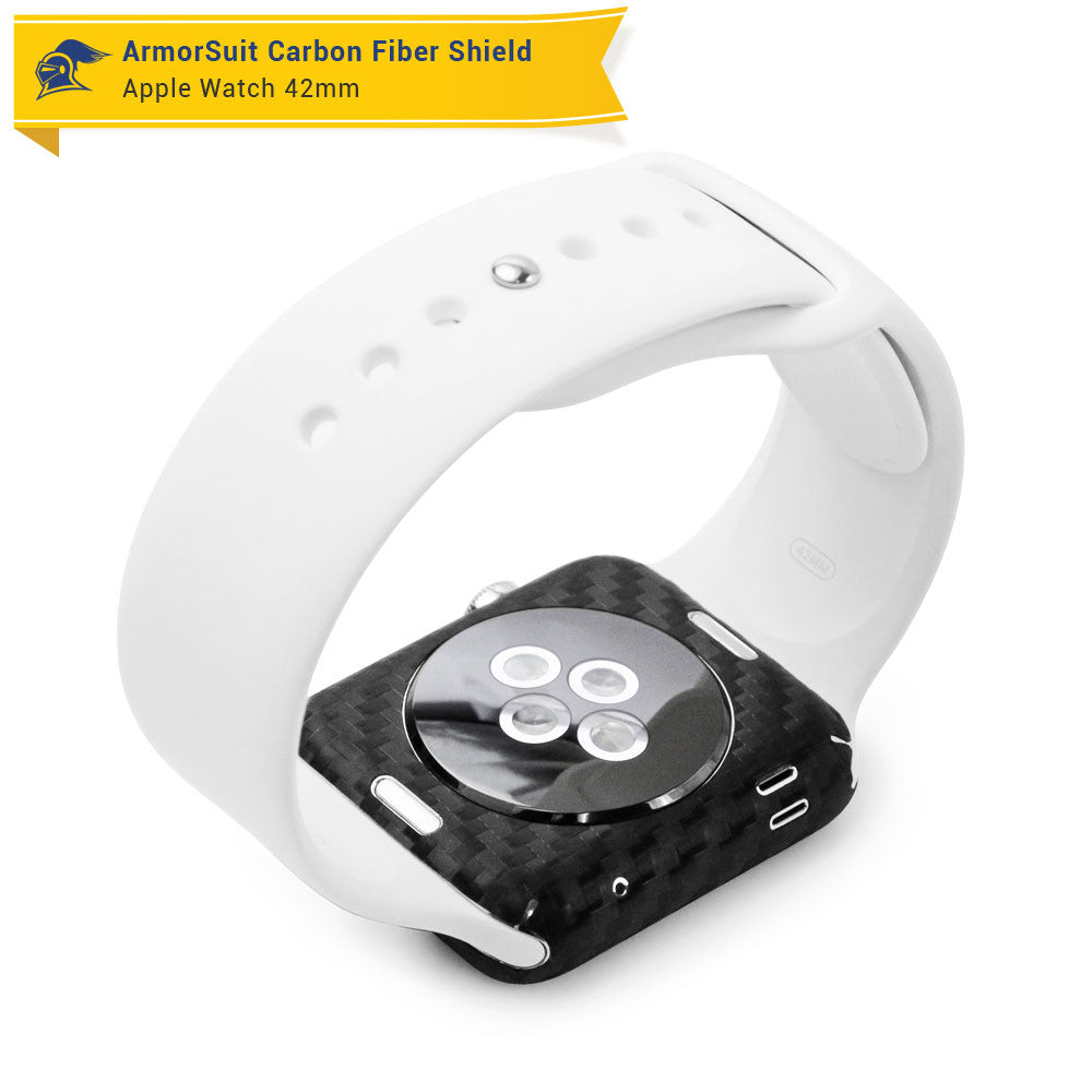Apple Watch 42mm (Series 1) Screen Protector + Black Carbon Fiber Skin Protector