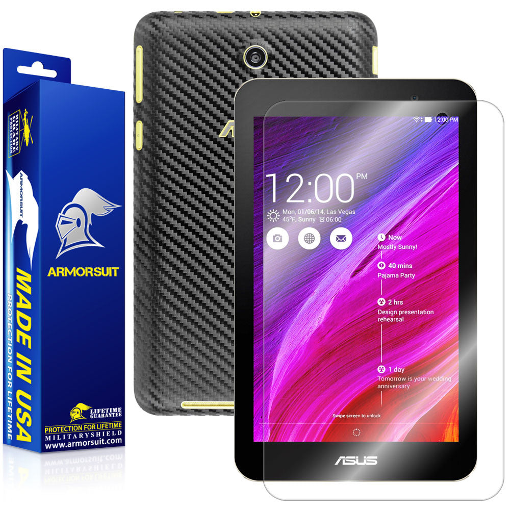 ASUS MeMO Pad 7 ME176CX Screen Protector + Black Carbon Fiber Film Protector