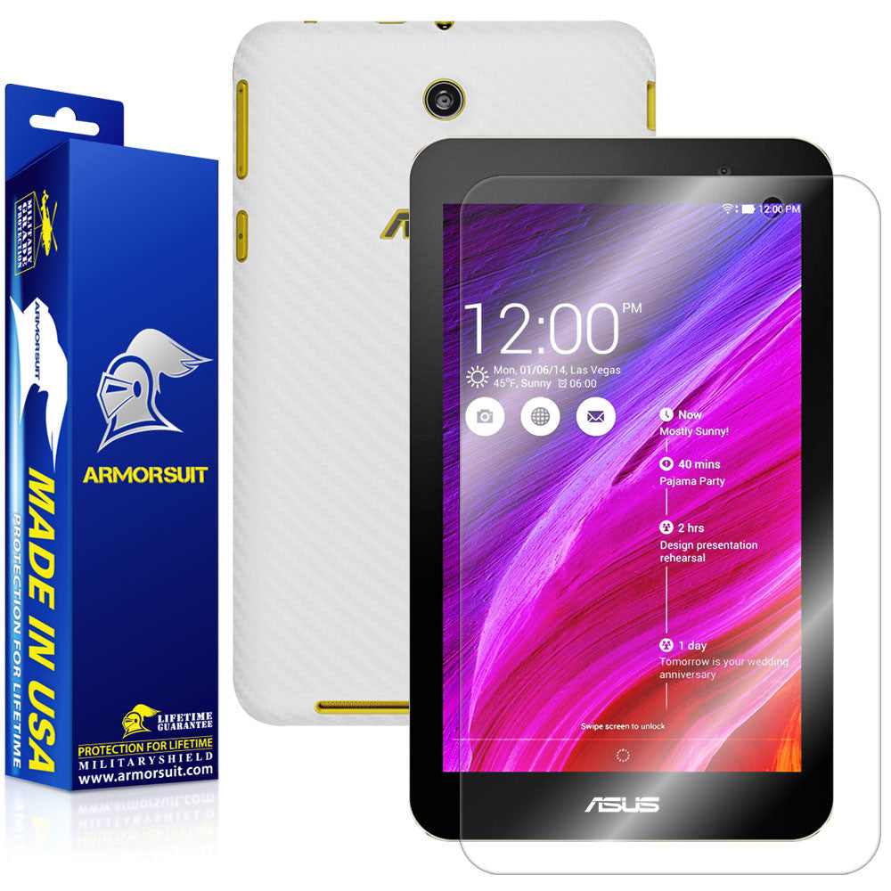 ASUS MeMO Pad 7 ME176CX Screen Protector + White Carbon Fiber Film Protector