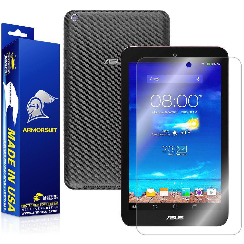 ASUS MeMO Pad 8 ME181C Screen Protector + Black Carbon Fiber Film Protector