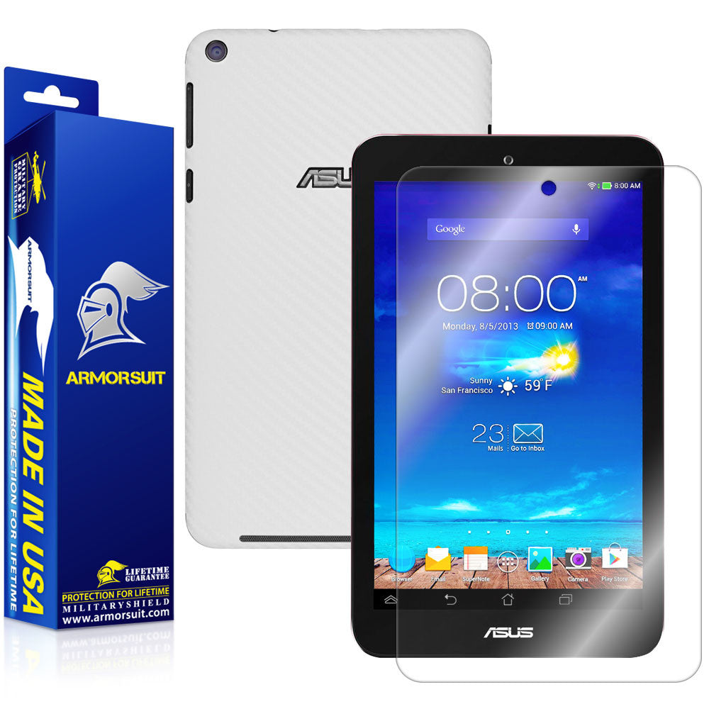 ASUS MeMO Pad 8 ME181C Screen Protector + White Carbon Fiber Film Protector