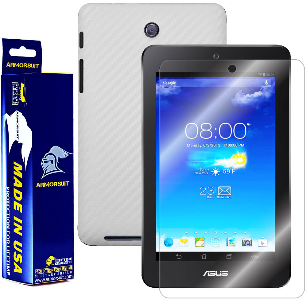 ASUS MeMO Pad HD 7 ME173X Screen Protector + White Carbon Fiber Film Protector