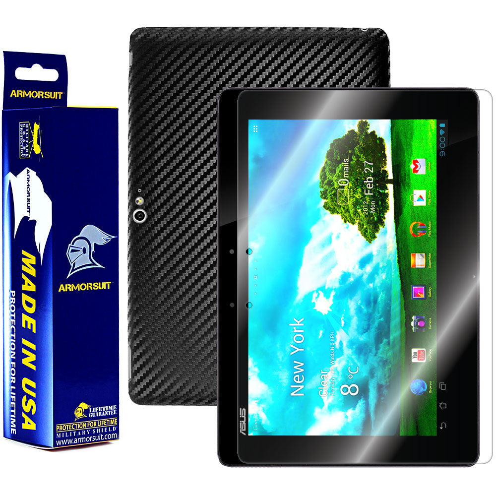 ASUS Transformer Pad Infinity 700 Screen Protector + Black Carbon Fiber Skin Protector