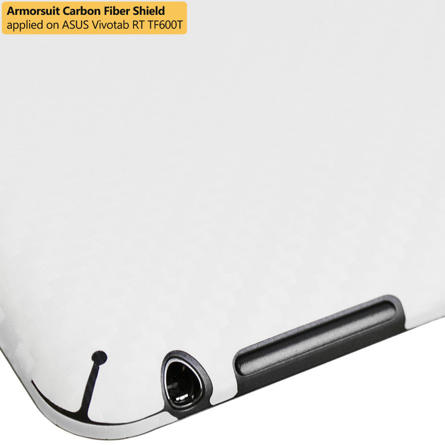 ASUS VivoTab RT TF600T Screen Protector + White Carbon Fiber Skin