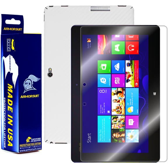 ASUS VivoTab RT TF600T Screen Protector + White Carbon Fiber Skin
