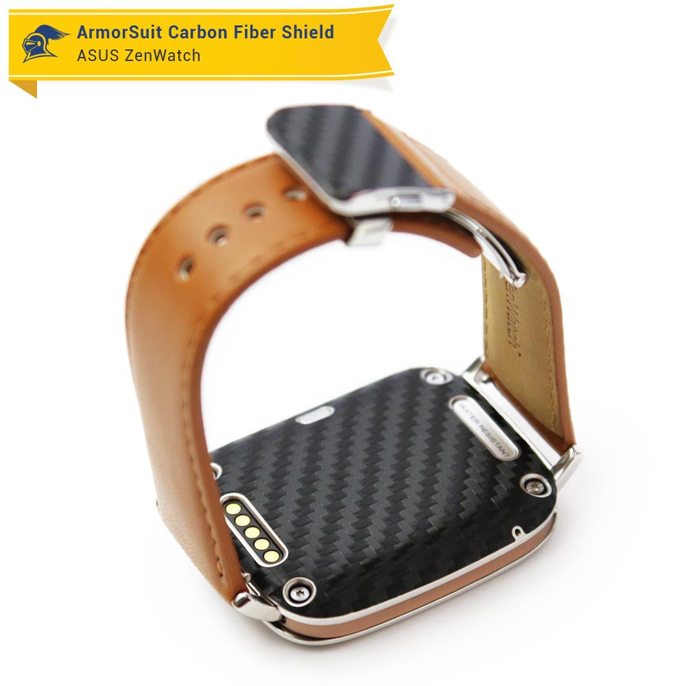 Asus ZenWatch Screen Protector + Black Carbon Fiber Skin