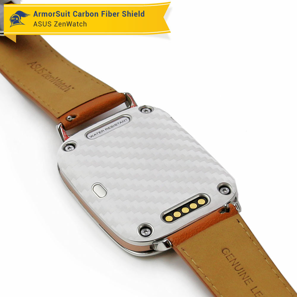 Asus ZenWatch Screen Protector + White Carbon Fiber Skin