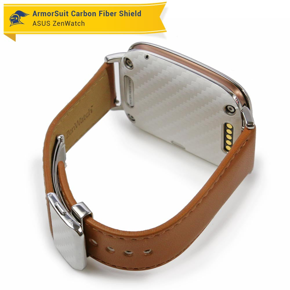 Asus ZenWatch Screen Protector + White Carbon Fiber Skin