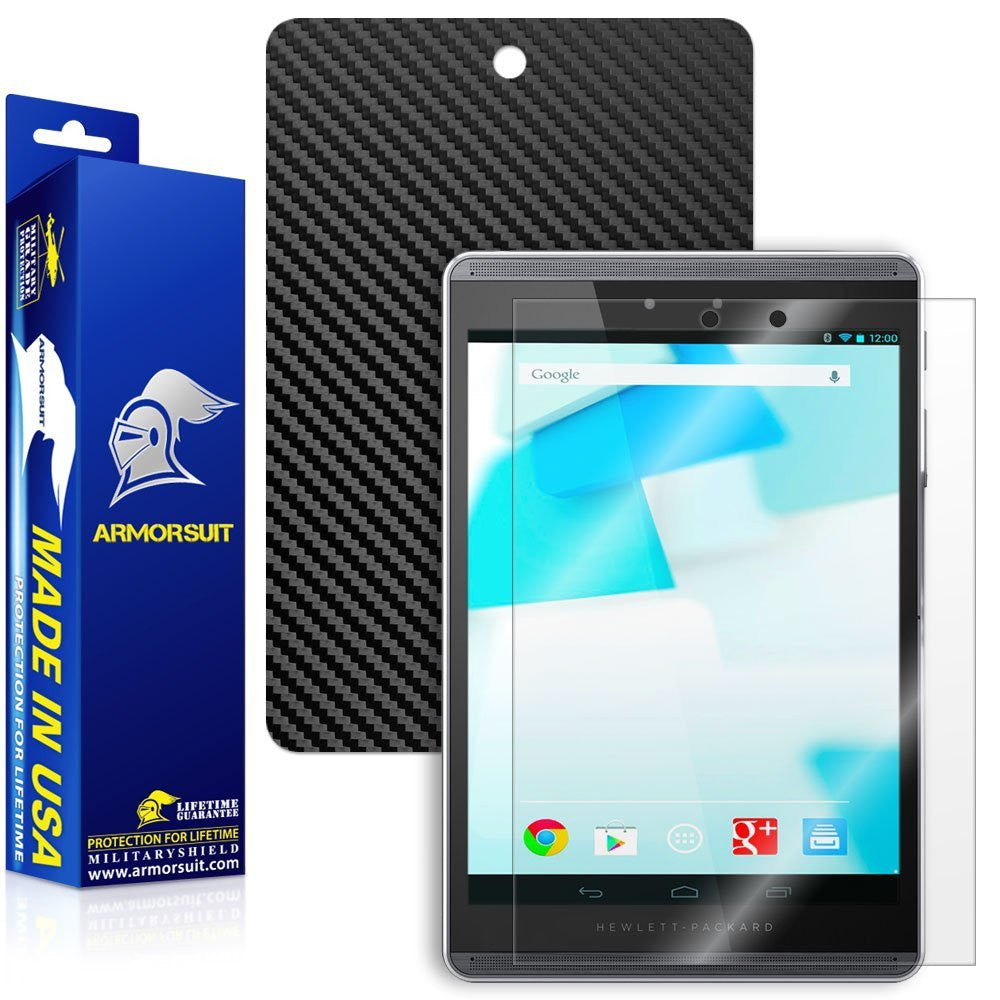 HP Pro Slate 8 Screen Protector + Black Carbon Fiber Skin