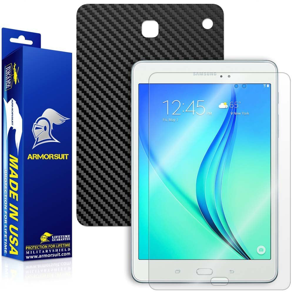 Samsung Galaxy Tab A 8.0" (2015) Screen Protector + Black Carbon Fiber Skin