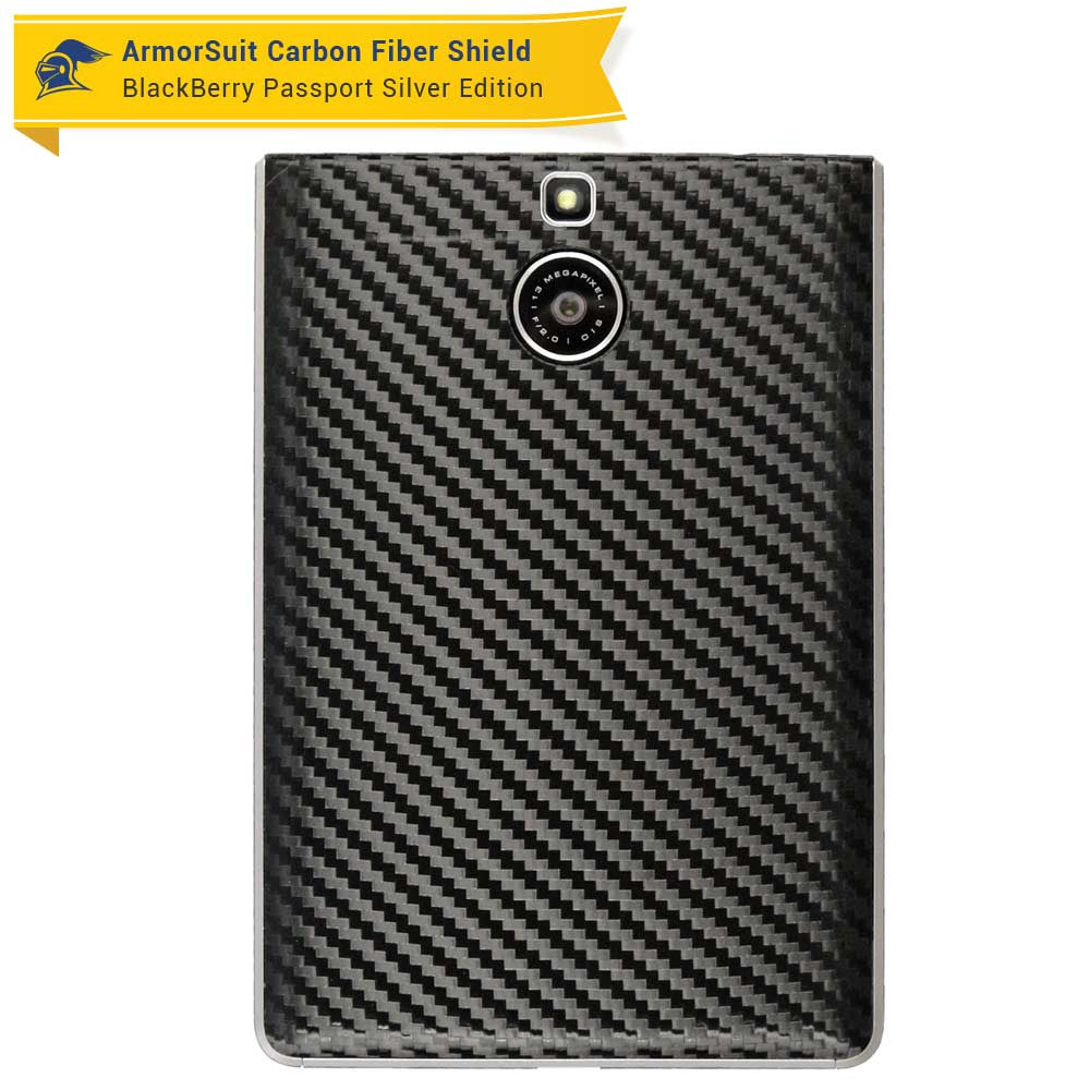 BlackBerry Passport Sliver Edition Screen Protector + Black Carbon Fiber Skin
