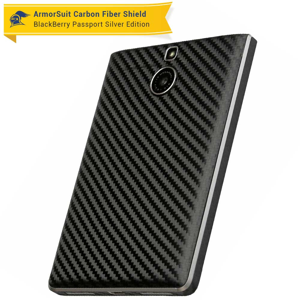 BlackBerry Passport Sliver Edition Screen Protector + Black Carbon Fiber Skin