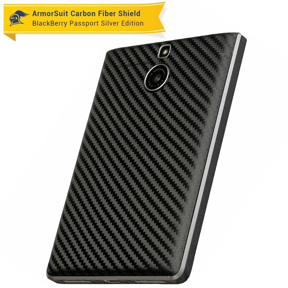 BlackBerry Passport Sliver Edition Screen Protector + Black Carbon Fiber Skin