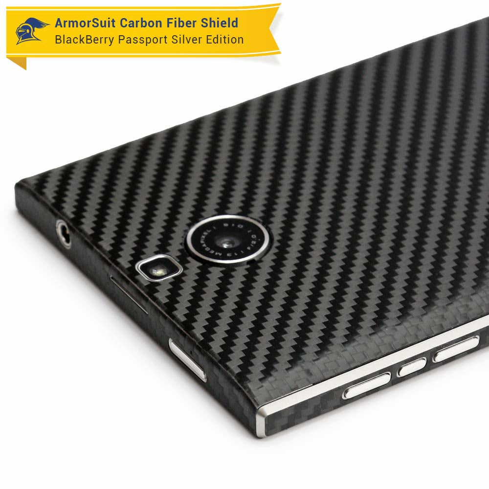 BlackBerry Passport Sliver Edition Screen Protector + Black Carbon Fiber Skin