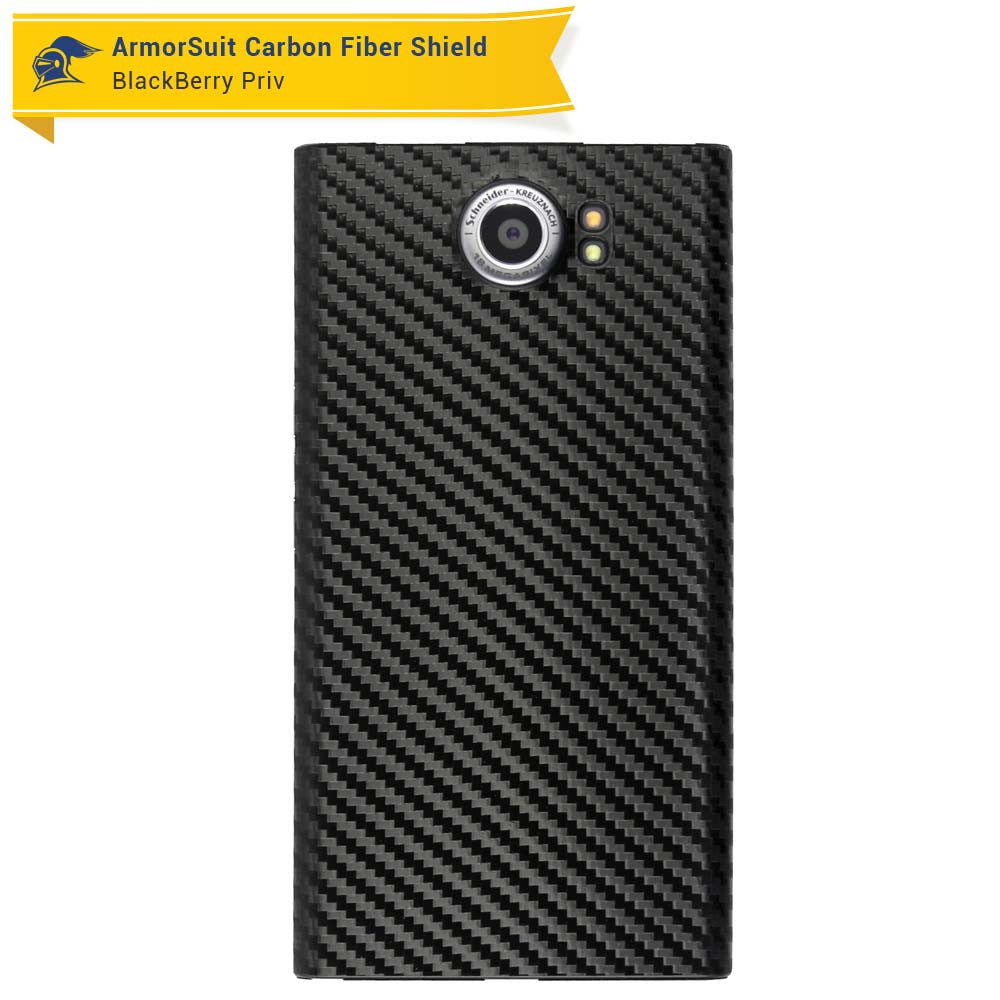 BlackBerry Priv Screen Protector + Black Carbon Fiber Skin